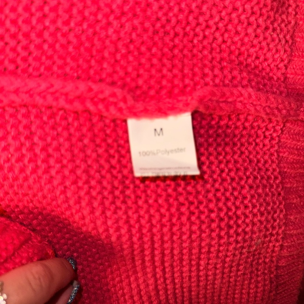 No brand orange and Pink Striped knit lOng cardigan medium - Picture 3 of 3